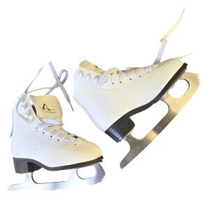 AMERICAN ATHLETIC Ice Skates Youth 10y Size 10 Figure Skating White blades laces